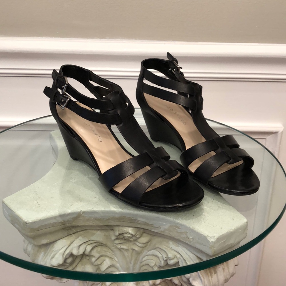 Franco Sarto black wedge sandal. Size 6